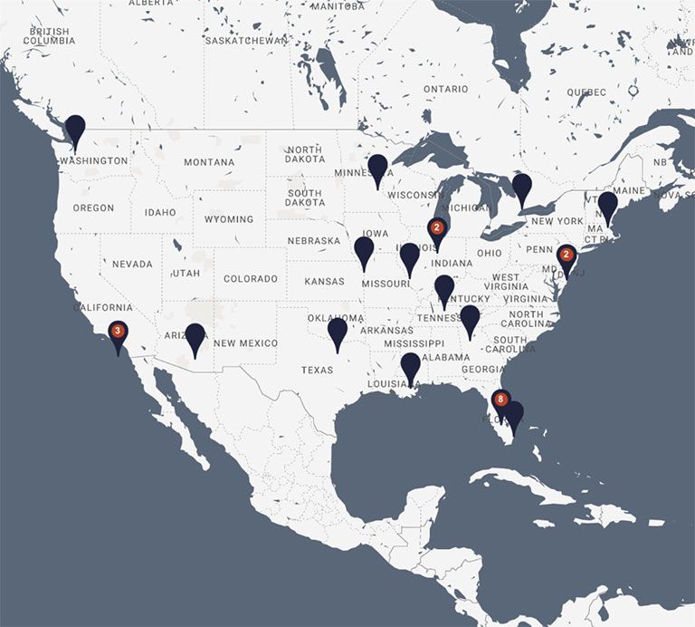 Loews Hotels locations map
