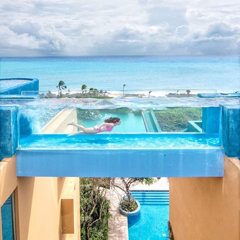 Hotel Xcaret Mexico glass pool